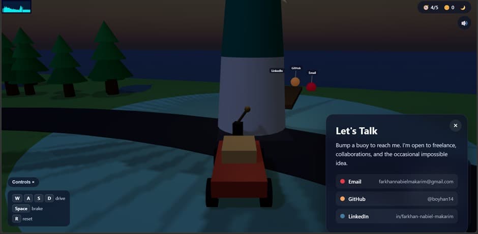 An interactive content area embedded in the 3D world